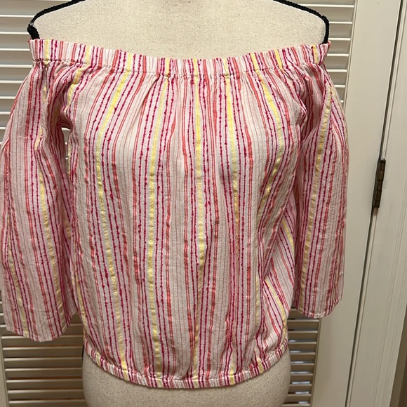 Michael Stars Johanna Striped Top in Magenta Multicolor, Size Medium - Picture 9 of 15